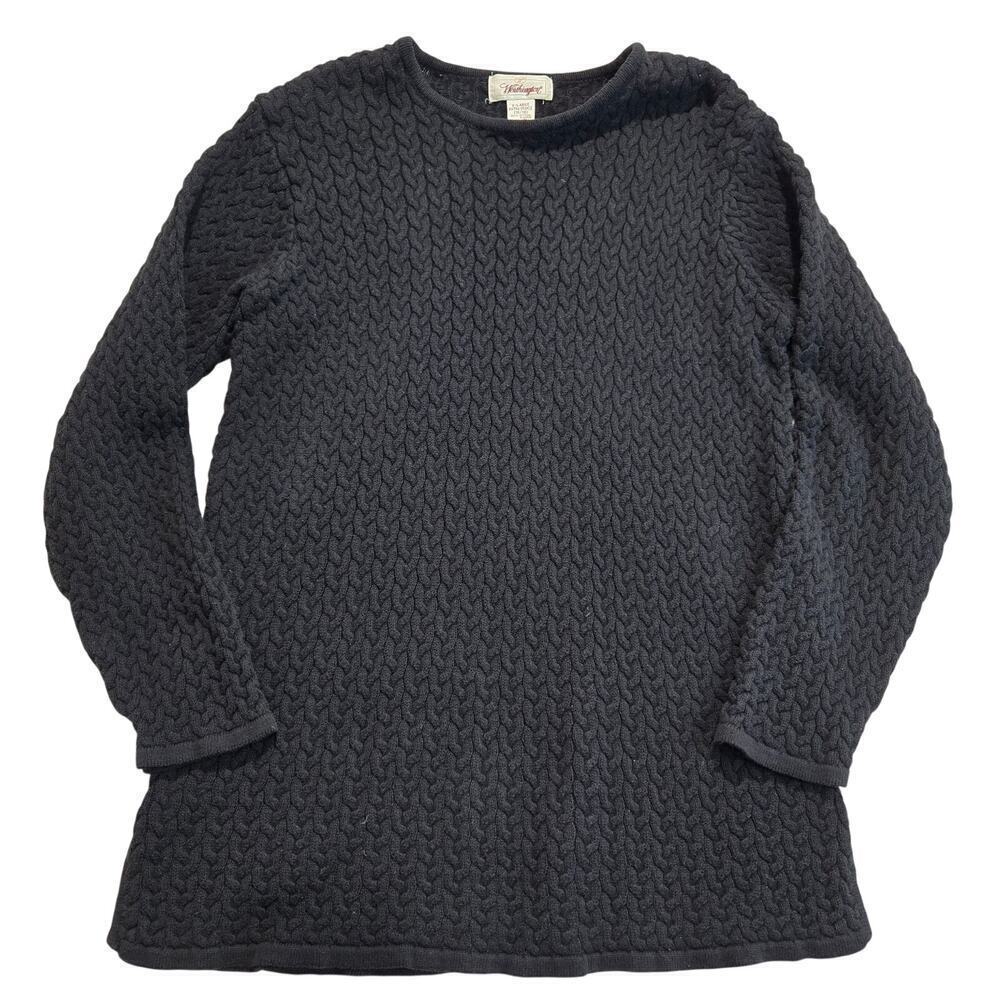 Vtg Worthington Black Long Sleeve Cable Knit Pullover Sweater Sz XL Minimalist